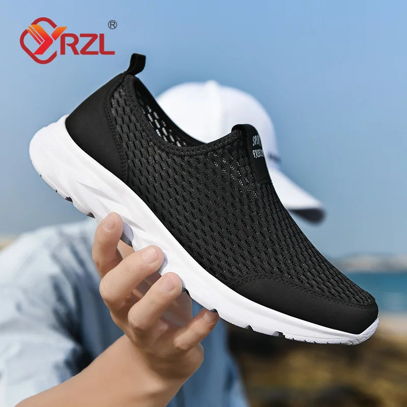 YRZL Men's Sneakers Breathable Mesh Men Casual Shoes Outdoor Non-Slip Big Size Loafers Walking Lightweight Male Tennis shoes