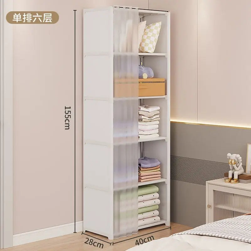 5/6 Layers Dustproof Simple Wardrobe Home Bedroom Dormitory Plastic Multi-Layer Clothing Quilt Toys Books Debris Storage Cabinet