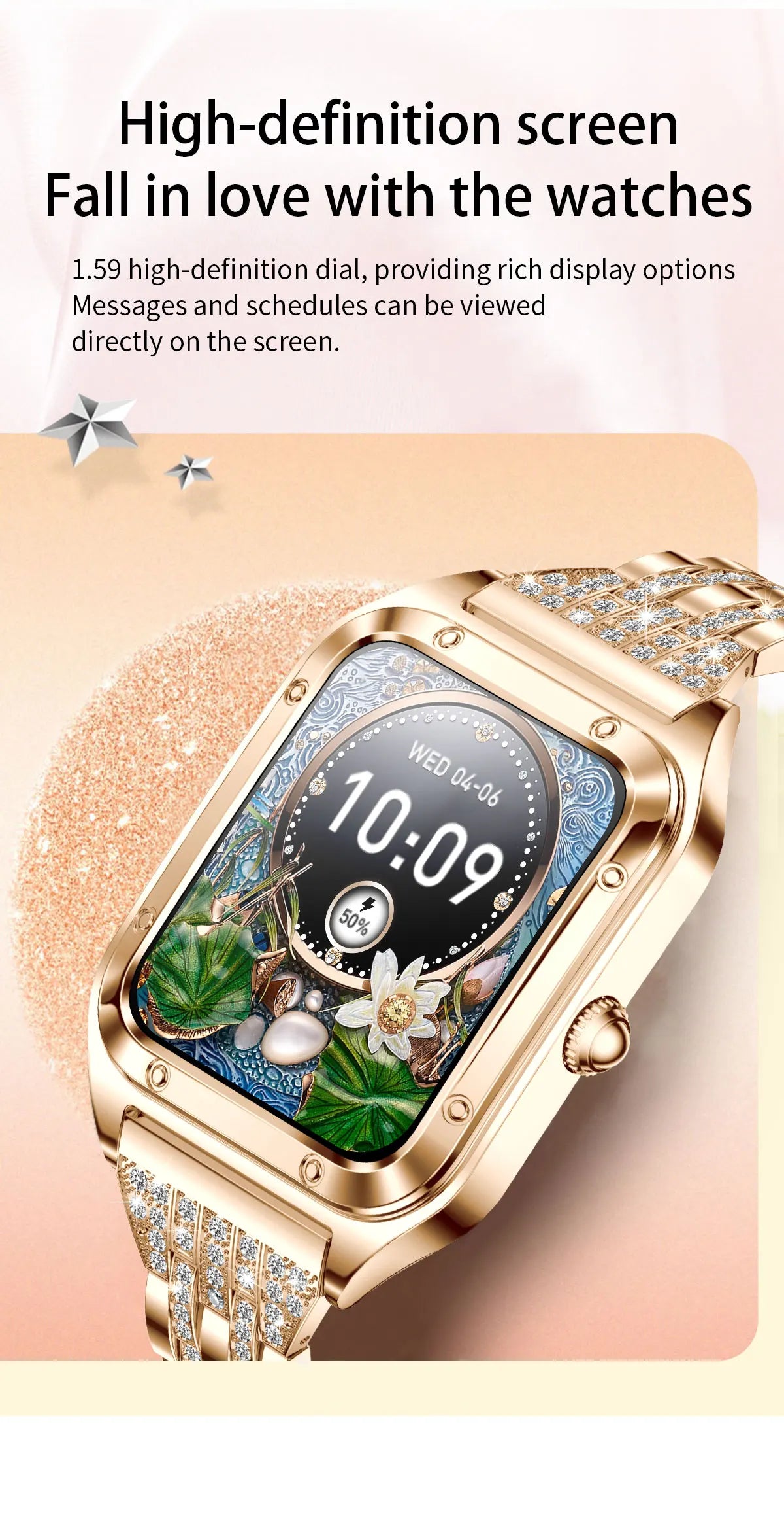 1.57Inch Top Luxury Smart Watch Women Bluetooth Call Blood Pressure Heart rate Sleep Health Monitor Smartwatch For Ladies Gift