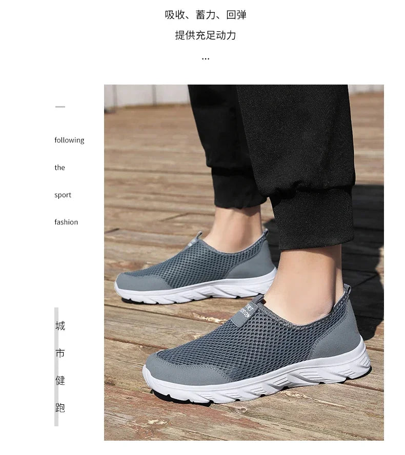 MAEDEF Sneakers Men Summer Casual Shoes Men Mesh Breathable Outdoor Non Slip Sports Shoe Slip on Loafers for Men Plus Size 38-46