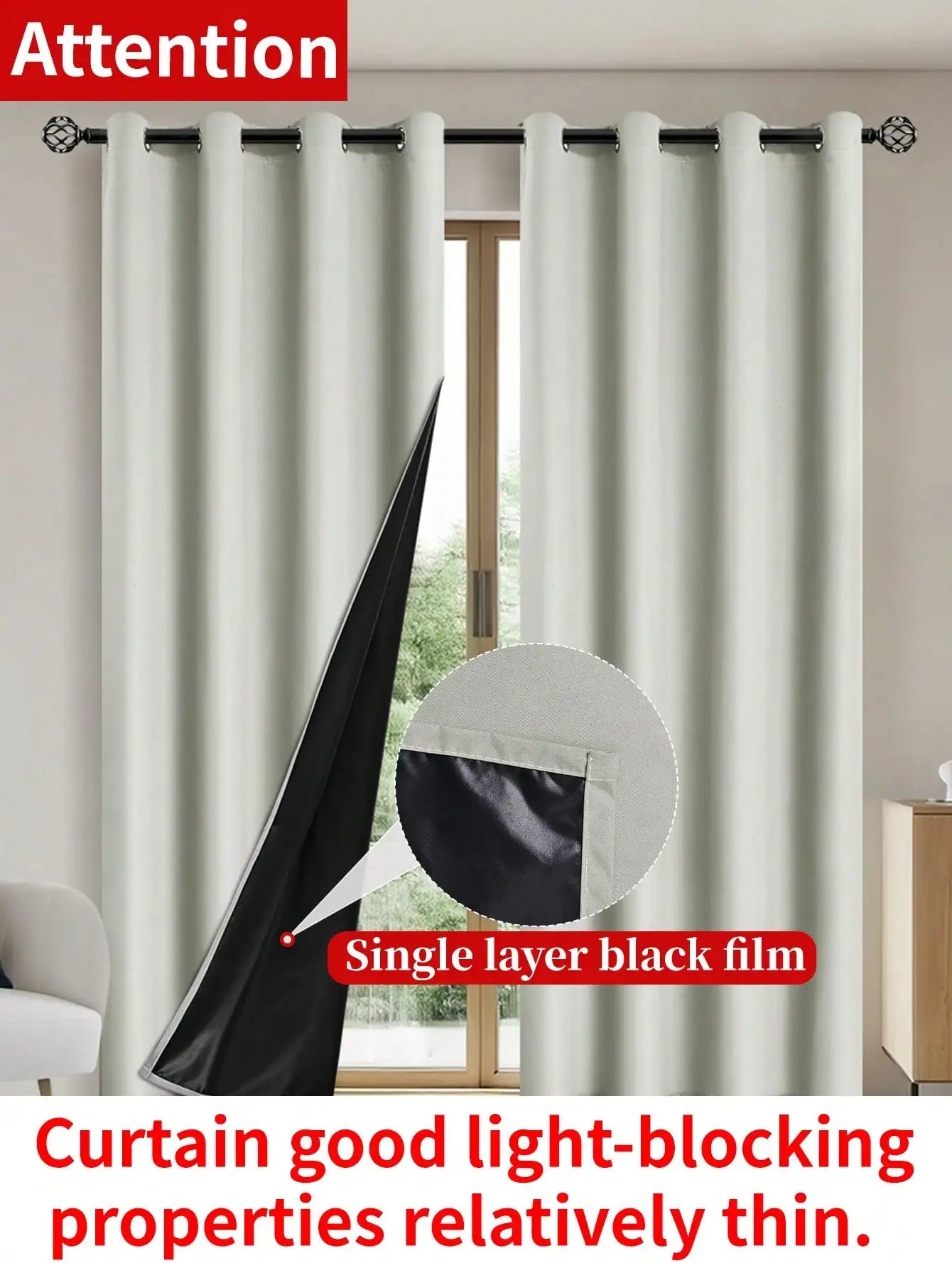 1pc Blackout Curtain with Coated Insulated Lining, Ideal for Living Room, Bedroom, Kitchen, Bathroom, Home Decor, Room Decor