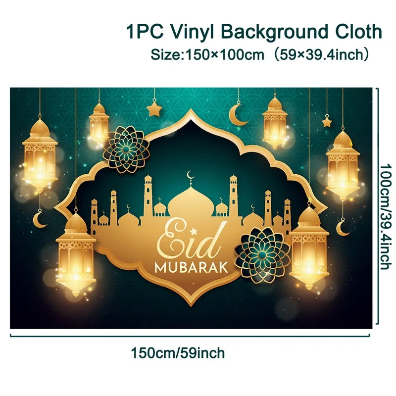 Ramadan Kareem Backdrop Eid Mubarak Background Photo Booth Ramadan Decoration For Home 2025 Islam Muslim Party Supplies