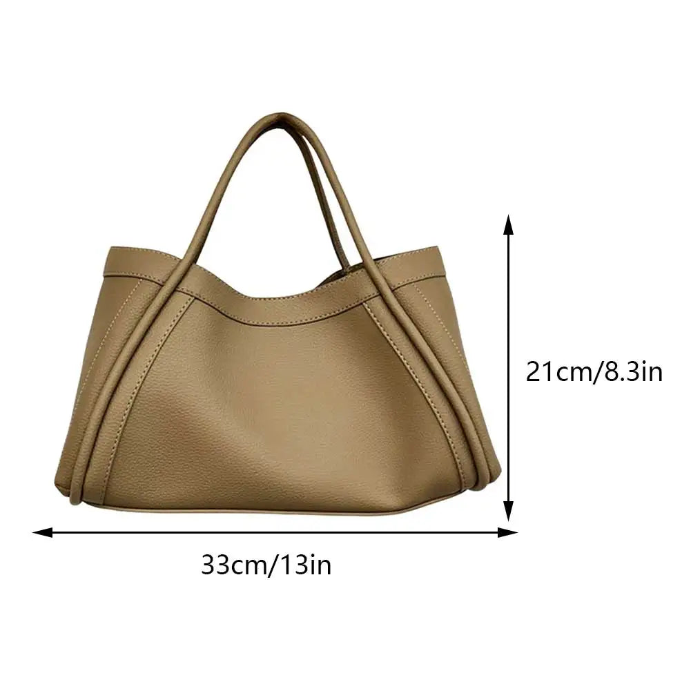 Large Capacity Soft Leather Satchel Bag Classic Solid Color Simple Casual Tote Bags Ladies Single Shoulder Handbag Shopper Bag