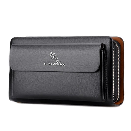 Luxury Brand Men Wallets with coin pocket Double Zipper Male Wallet long Large Men Purse coin Clutch Bag Black Business Clutch