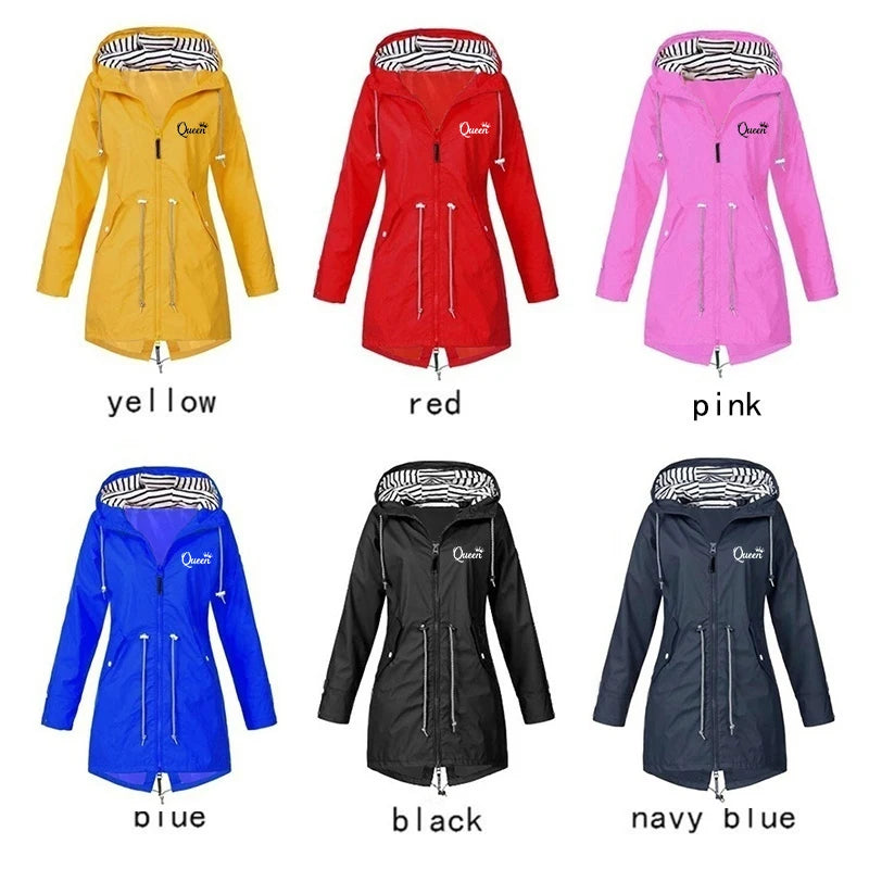 6 Colors Women Outdoor Waterproof Rain Jacket Casual Loose Hooded Windproof Windbreaker Climbing Jackets Coat For All Seasons