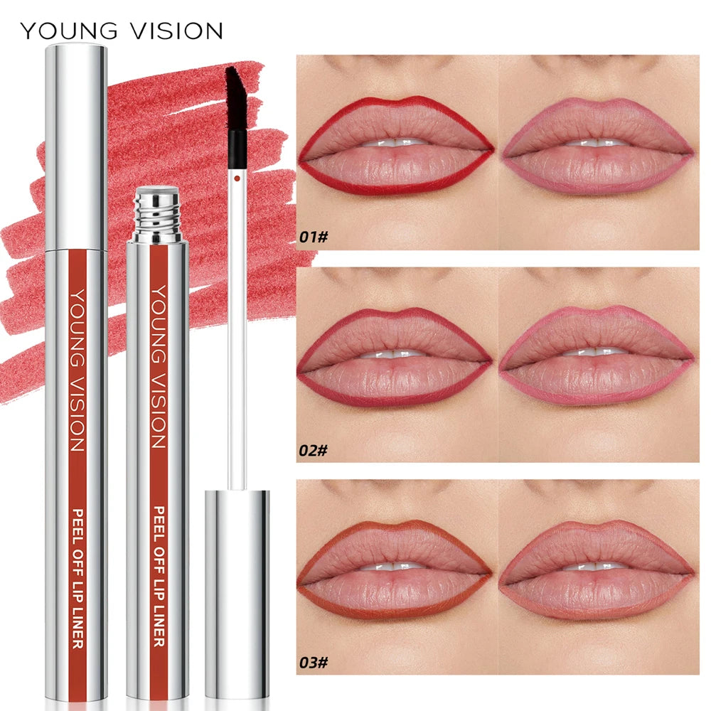 YOUNG VISION Tear-Off Lip Liner Peel-Off Lip Liner Matte Smudge-Free Hook & Loop Lip Pencil Makeup Pencil 3 color