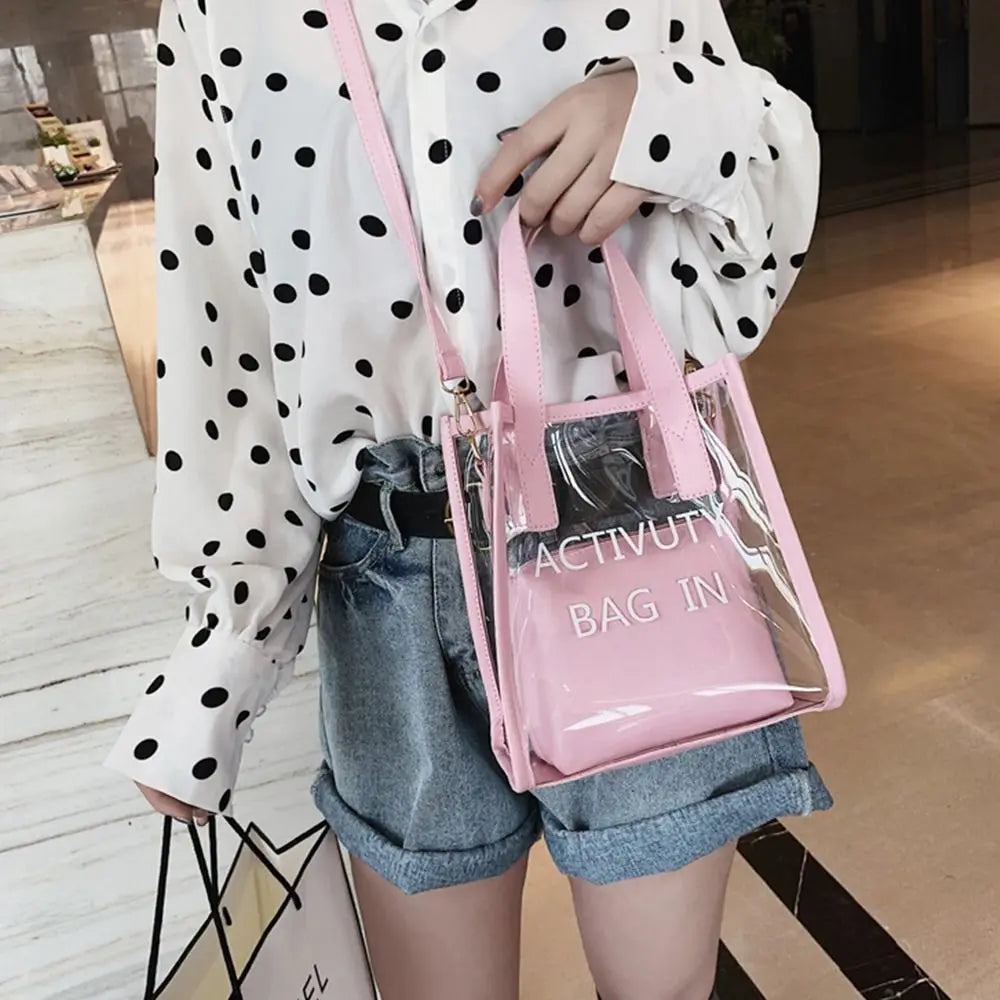 PVC Jelly Bag Women Transparent Handbags Summer Beach Clear Shoulder Bags Fashion Crossbody Bags