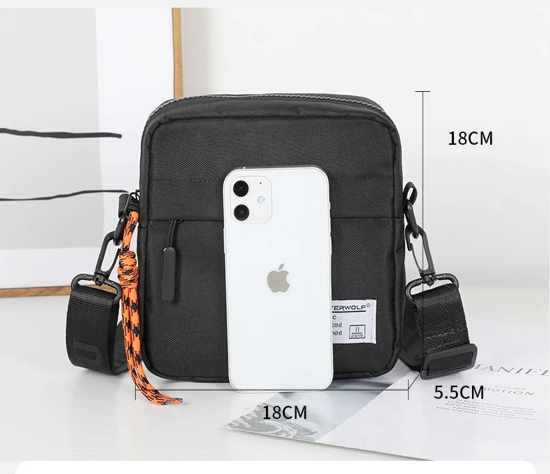 Messenger Sling Bags For Men Casual OXford cloth Small Zipper Crossbody Pouch Simple Mini Crossbody Shoulder Bag Black Men Bag