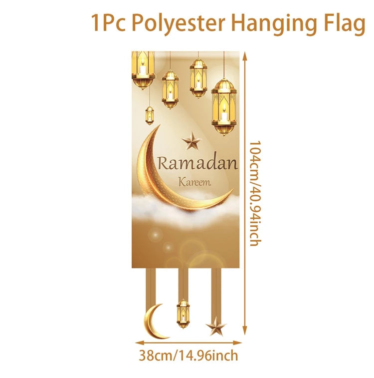 Ramadan Decoration Hanging Flag Eid Mubarak Decor 2025 for Home Islamic Muslim Party Decor Ramadan Kareem Eid Al-Fitr Gift