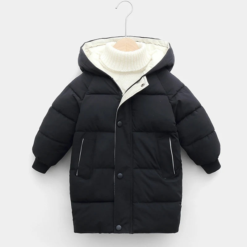 2-10Years Kids Down Long Outerwear Winter Clothes Teen Boys Girls Cotton Parka Coats Big Children Thicken Cotton Long Jackets