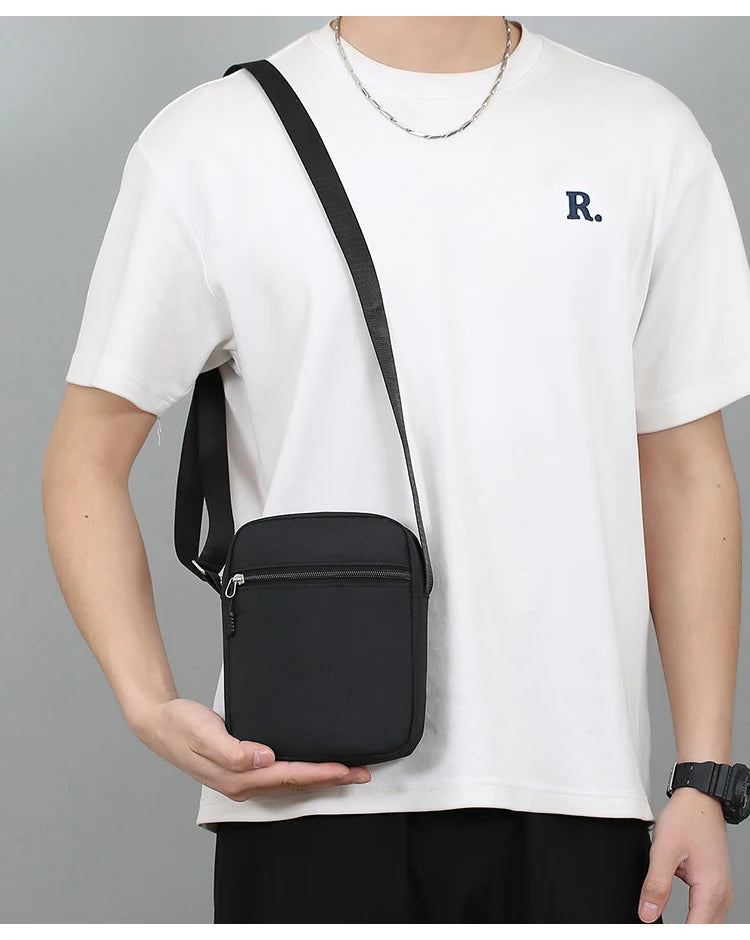 Simple Casual Mini Crossbody Bag Men Nylon Small Shoulder Bag For Men Oxford Black Messenger Side Sling Bag Husband Chest Bag