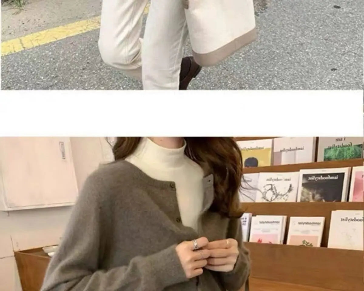 Spring Autumn Knitted Cardigan Women's Elegant Loose Solid Sweater Coat Soft All Match Multicolor Korean Commuting Cardigan