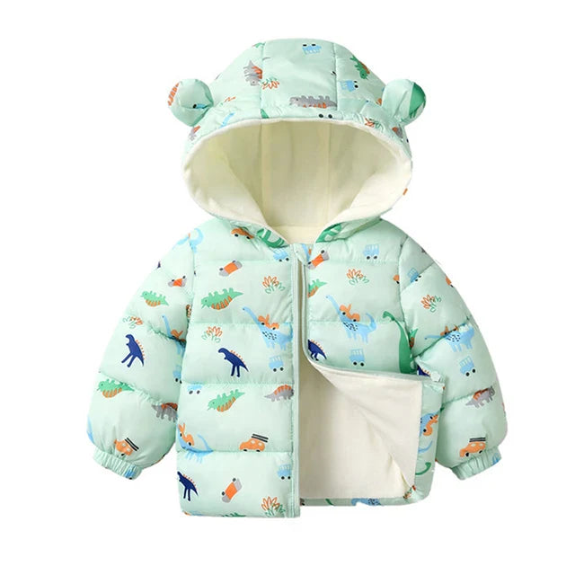 Winter Baby Kids Fleece Jacket For Children Cartoon Coats Autumn Boys Warm Hooded Down Jackets Girls Plush Warm Outerwear